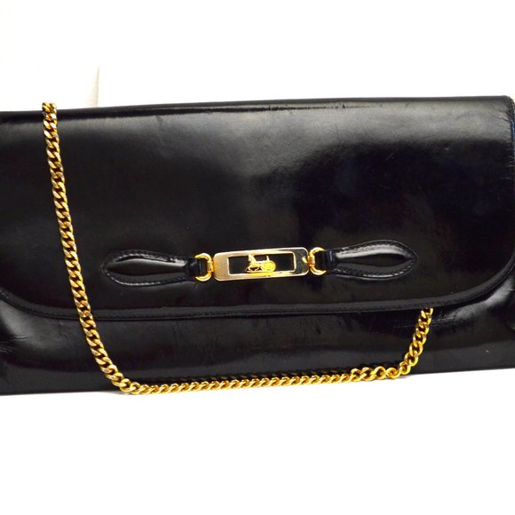 Vintage Celine Paris Leather Clutch W/Chain Link Strap " Stunning!" - Picture 1 of 7